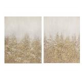 Madison Park Golden Glimmer 100% Hand Brush Embellished Canvas, 2 Piece Set, Each 22" W x 28" H x 1.5" D, Gold, Living Room (Retail $79.99)