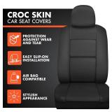BDK Croc Skin Faux Leather Full Set Black â Front and Back Split Bench Seat Covers, Airbag Compatible, Interior Covers for Cars Trucks Vans and SUVs