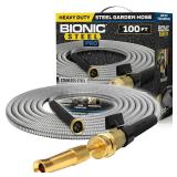 Bionic Steel PRO Metal Garden Hose 100 Ft with Nozzle, 304 Stainless Steel Water Hose 100Ft, Flexible 100 Ft Garden Hose, Kink Free, Lightweight, Crush Resistant, Garden Hoses with 500 PSI-2024 Model