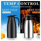 Norme 2 Pcs 68 oz Thermal Coffee Carafe Insulated Stainless Steel Coffee Carafe for Hot Liquids Vacuum Thermal Pot Creamer Carafe Dispenser with Brushes Keeping Hot Tea Milk Water(Silver, Black)