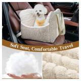 Pawaboo Small Dog Car Seat -Extra Soft- Dog Bed Car Seat for Small Dogs, Puppy Seat for Car with Fixed Buckle and Safety Leash, Thickened Dog Bed Car Seat, Pet Travel Carrier Bed Up to 25lbs