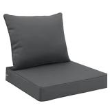 Favoyard Outdoor Seat Cushion Set 22 x 22 Inch Waterproof & Fade Resistant Patio Furniture Cushions with Removable Cover Deep Seat & Back Cushion with Handle and Adjustable Straps for Chair Sofa Couch