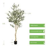Realead 6ft Faux Olive Tree, Tall Olive Tree Plants, Fake Potted Olive Silk Tree, Artificial Olive Trees for Modern Home Office Living Room Floor Decor Indoor