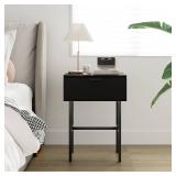 Masupu Nightstand,Small Nightstand Mid-Century Modern Bedside Table with Drawer,Small End Table for Bedroom,Living Room,Classic Black