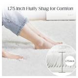 Puremy 8x10 White Fluffy Plush Area Rug, Ultra Soft Bedroom Rug Indoor Carpet, Anti-Skid High Pile Luxury Rugs for Nursery, Kids Room, Playroom, Home Decoration - Retail: $92.08
