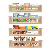birola Nursery Book Shelves Set of 4,Wood Floating Nursery Shelves for Wall,Wall Bookshelves for Kidsï¼Bathroom Decor, Kitchen Spice Rack (Set of 4)
