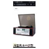 Record Player Retro, Gramophone, Bluetooth Vintage Vinyl Record Player 3 Speed Turntable with 2 Built Stereo Speaker MP3 Conv