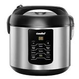COMFEE Rice Cooker 6-in-1 Stainless Steel Multi Cooker Slow Cooker Steamer Saute and Warmer 2 QT 8 Cups Cooked Brown Rice Quinoa and Oatmeal 6 One-Touch Programs