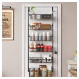COVAODQ 6-Tier Pantry Door Organization and Storage Over The Door Pantry Organizer Metal Hanging Kitchen Spice Rack Can Organizer Black