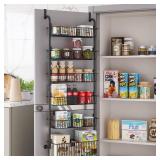 COVAODQ 6-Tier Pantry Door Organization and Storage Over The Door Pantry Organizer Metal Hanging Kitchen Spice Rack Can Organizer Black