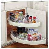 Sorbus Wedge Storage Bin Organizer Lazy Susan organizer with Front Handle for Corner Cabinet, Great Sector Shaped Container Bins for Kitchen, Pantry, Bathroom, Clear Plastic (4-Pack)