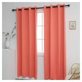 YGO Coral Blackout Curtains for Bedroom 2 Panels Set Room Darkening Drapes Thermal Insulated Solid Grommets Window Treatment Pair for Living Room W52xL84 inch