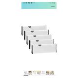 JONYJ Drawer Dividers Organizer 5 Pack, Adjustable Separators 4" High Expandable from 11-17" for Bedroom, Bathroom, Closet,Clothing, Office, Kitchen Storage, Strong Secure Hold, Foam Ends?White?