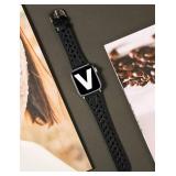 Wearlizer Leather Band Compatible with Apple Watch Band 38mm 40mm 41mm 42mm 44mm 45mm 49mm Ultra Women Men Dressy Breathable Hollow-out Braided Leather Strap for iWatch SE Series 9 8 7 6 5 4 3 2 1