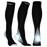 Physix Gear Compression Socks 20-30 mmHg - Men & Women - Running, Nurses, Shin Splints, Flight, Travel (BLACK / GREY-S/M)