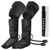 CINCOM Leg Air Compression Massager for Foot Calf Thigh Upgrade Leg Wraps with Portable Handheld Controller and 2 Extensions- 3 Modes & 3 Intensities (Black) - Retail: $97.21