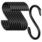 3 Inch Vinyl Coated S Hooks,S Hooks for Hanging Plants ,10 Pack Non Slip Heavy Duty S Hooks ,Small Rubber Coated Steel Metal Black Closet S Hooks for Hanging Jeans Plants Jewelry Pot Pan Cups Towels