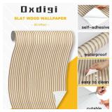 Oxdigi Wooden Slat Peel and Stick Wallpaper - Self-Adhesive Contact Paper with 3D Effect | Waterproof & Removable | PVC Contact Paper for Countertops & Cabinets | 23.6 in x 16.4 ft | Light Wood