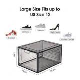Shoe Storage Boxes Stackable, 9 Packs Shoe Organizer for Closet, Shoe Boxes for Sneaker Display, Shoe Containers, Fit up to Maximum Size of US12, Black