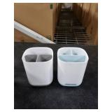 2 Pack Toothbrush Holder, Toothpaste Holder with Anti-Slip Bottom 3 Slots, Electric Toothbrush Holder for Bathroom, Made of PP and Abs Plastic Toothbrush Caddy Detachable for Easy Cleaning