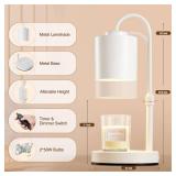CASTLELIFE Candle Warmer Lamp with Timer & Dimmer, Height Adjustable Electric Candle Warmer for Jar Candles, Gifts for Mom, Bedroom Home Decor, Candle Wax Warmer with 2 Bulbs White