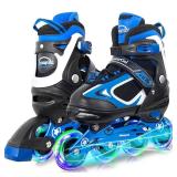 Inline Skates for Boys with Light up Wheels,Flashing Beginner Toddler Boys Roller Skate Blades for Girls 10-13US