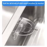 2 Pack Dish Brush Holder, Kitchen Clear Acrylic Sink Caddy Organizer, Vertical Scrub Brush Holder - Secure Suction Seals to Kitchen Sink(Clear)