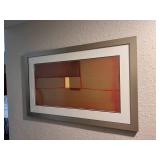 Commercial Hospitality Rectangular Framed Abstract Line Painting Wall Art (FRAME DAMAGE PRESENT)
