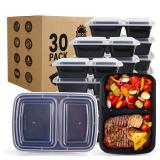 Vivigu Meal Prep Containers Reusable 30 Pack - 2 Compartment food storage containers with lids, To Go Food Containers BPA-Free, To Go Containers With Lids Microwave, Dishwasher, Freezer Safe 30 oz