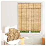 SEEYE Cordless Bamboo Blinds Shades, Light Filtering Bamboo Roller Shades Natural Roman Blind Shade, Bamboo Roll Up Blind for Windows, Easy to Install for Door, Patio, Bedroom, 44" W x 64" H,Natural