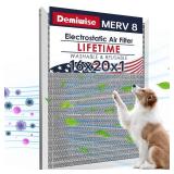 Demiwise 16x20x1 Electrostatic Air Filter, MERV 8 Washable Aluminum AC/HVAC Furnace Filter, Reusable Permanent Air Filter, Lasts a Lifetime, Easy to Install, Healthier Home/Office Environment