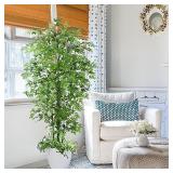 Artificial Bamboo Silk Tree, 6ft Tall Faux Bamboo Plant with 1155 Evergreen Bamboo Leaves, Lifelike Zen Style Artificial Trees in Pot for Home Office Indoor Outdoor Decor