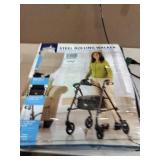 Medline Rollator Walker with Seat, Steel Rolling Walker with 6-inch Wheels Supports up to 350 lbs, Medical Walker, Burgundy