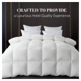 WhatsBedding White Queen Size Feather Down Comforter, Filled with Feather and Down, All Season Duvet Insert, Luxury Hotel Bedding Style Comforter,Ultra Soft 100% Cotton - Retail: $96.11