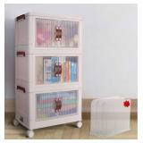 Eve Keep 3 Tier Collapsible Storage Bins/Cart with 3 Inside Dividers and Wheels