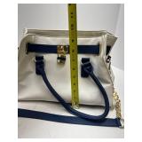 Used Charming Charlie White and Blue Leather Purse