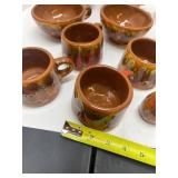 Set of 7 Soup Bowls, 4 Mugs, one Shaker Glazed Pottery