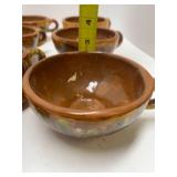 Set of 7 Soup Bowls, 4 Mugs, one Shaker Glazed Pottery