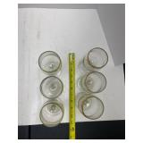 6 vintage wine glasses with gold rim