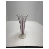 glass vase with purple lines