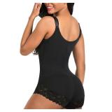 SHAPERX Women Shapewear tummy control Fajas Colombianas Body Shaper Zipper Open Bust Bodysuit,SZ7200-Black-L