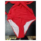 RXRXCOCO Women Front Cross One Piece Swimsuit Tummy Control Cross Back Monokini Bathing Suit for Women Red Medium