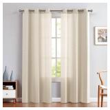 jinchan Beige Linen Textured Curtains 84 Inch Long 2 Panels for Living Room Grommet Top Light Filtering Window Drapes for Bedroom Heathered Beige