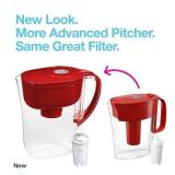 Brita Metro Water Filter Pitcher with SmartLight Filter Change Indicator, BPA-Free, Replaces 1,800 Plastic Water Bottles a Year, Lasts Two Months, Includes 1 Filter, Small - 6-Cup Capacity, Fiery Red