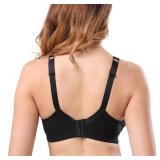 sheroine Plus Size Soft Cotton Wirefree Ultrathin Unpadded Bra(Black,50C)