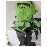 Lot of 3 green Frankenstein hanging wind decorations for Halloween