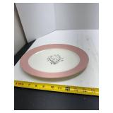 Vintage Mid-Century Homer Laughlin Serving Plate, Pink/Eggshell with Teal Floral