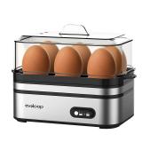 Evoloop Rapid Egg Cooker Electric 6 Eggs Capacity, Soft, Medium, Hard Boiled, Poacher, Omelet Maker Egg Poacher With Auto Shut-Off, BPA Free