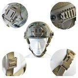 Tactical Foldable Half Face Airsoft Mesh Mask with Ear Protection and Tactical Airsoft Fast Helmet Adjustable H-Nape Helmet Chin Strap Large Size for Older Teenager or Adult (CAMO)