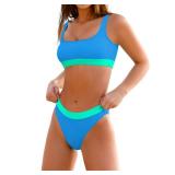 High Waisted Bikini for Women Tummy Control Bottoms Push Up Crop Top Swimsuit 2 Piece High Cut Teens Girls Bathing Suits